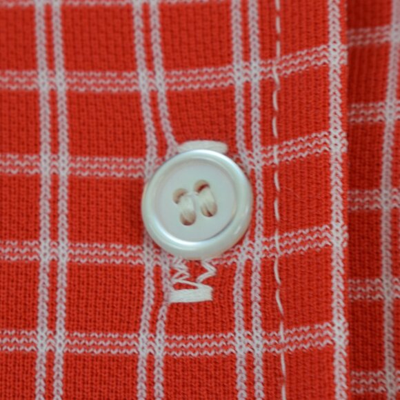 Vintage 70s Polyester Red and White Plaid Top - Picture 8 of 9